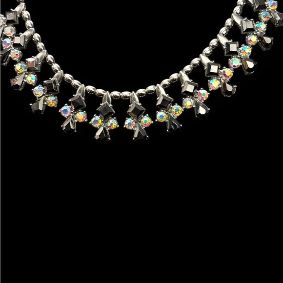 Vintage NY Necklace with AB Rhinestones & Jet Black Crystals - Picture 8 of 11